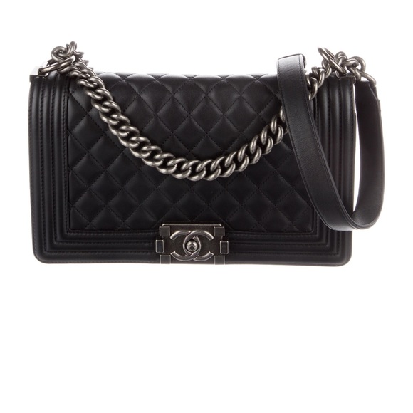 CHANEL Handbags - AUTHENTIC CHANEL BOY BAG BLACK MEDIUM